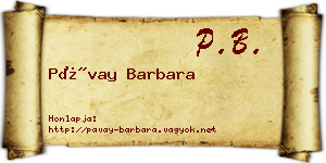 Pávay Barbara névjegykártya