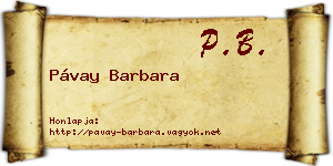 Pávay Barbara névjegykártya